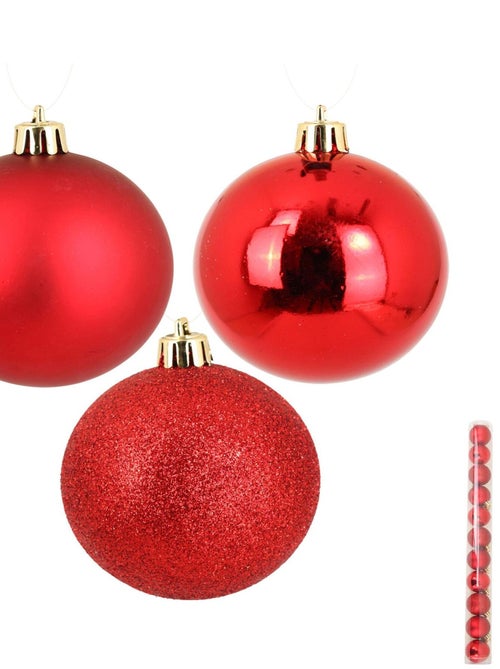 Set de 11 boules de noel rouge - Kiabi