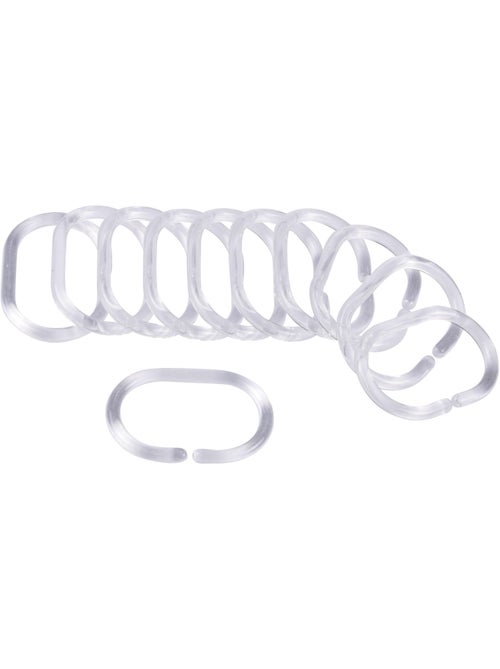 Set de 12 anneaux rideaux de douche plastique 4 x 6 cm transparent - Kiabi
