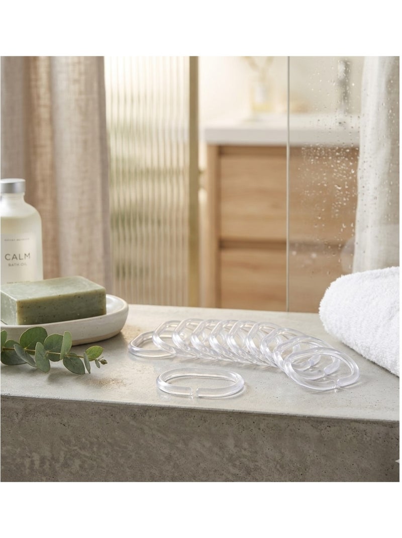 Set de 12 anneaux rideaux de douche plastique 4 x 6 cm transparent Transparent - Kiabi