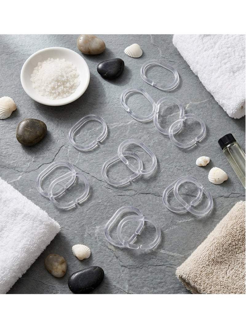Set de 12 anneaux rideaux de douche plastique 4 x 6 cm transparent Transparent - Kiabi