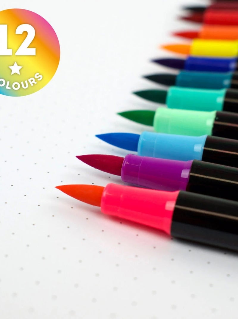 Set de 12 Feutres à Pointe Pinceau Multicolore - Kiabi