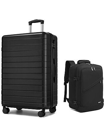 Set de 2 bagages - abs, légère, 4 roulettes, serrure tsa - kono