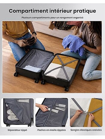 Set de 2 bagages - abs, légère, 4 roulettes, serrure tsa - kono