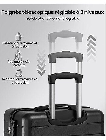 Set de 2 bagages - abs, légère, 4 roulettes, serrure tsa - kono