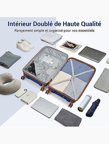 Set de 2 bagages - polypropylène, légère, 4 roulettes, serrure tsa - kono