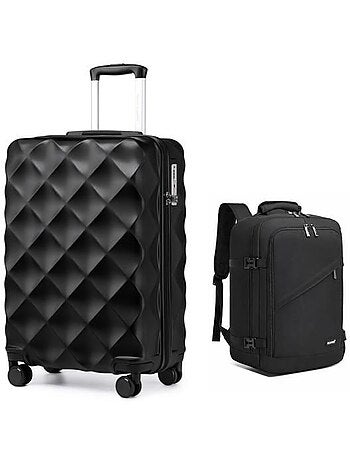 Set de 2 bagages - rigide, 4 roulettes, serrure tsa - british traveller