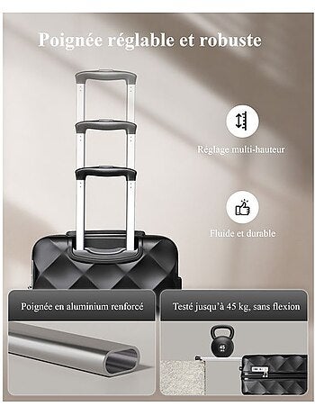Set de 2 bagages - rigide, 4 roulettes, serrure tsa - british traveller