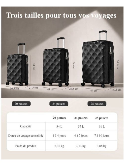 Set de 2 bagages - rigide, 4 roulettes, serrure tsa - british traveller - Kiabi Set de 2 bagages - rigide, 4 roulettes, serrure tsa - british traveller - Kiabi