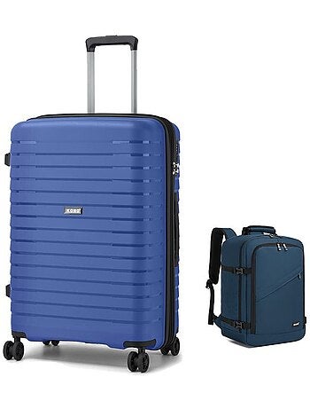 Set de 2 bagages - rigide, 4 roulettes, serrure tsa - kono