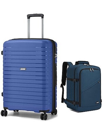 Set de 2 bagages - rigide, 4 roulettes, serrure tsa - kono