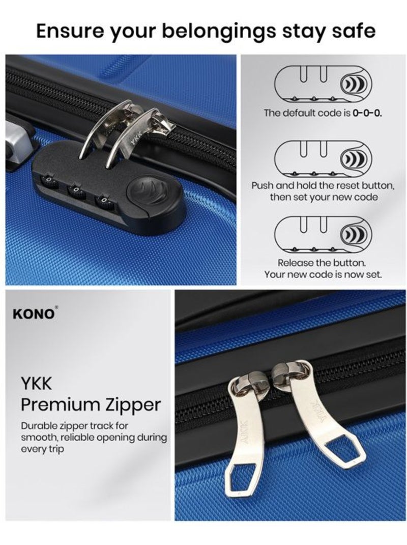 Set de 2 bagages - rigide, abs, 4 roulettes - kono Bleu marine - Kiabi