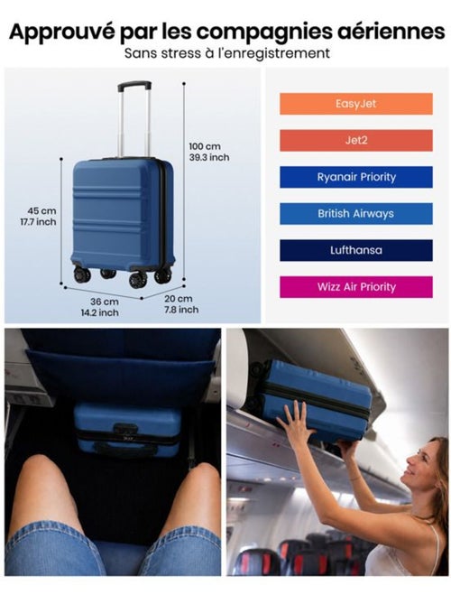 Set de 2 bagages - rigide, abs, 4 roulettes, serrure tsa - kono - Kiabi Set de 2 bagages - rigide, abs, 4 roulettes, serrure tsa - kono - Kiabi