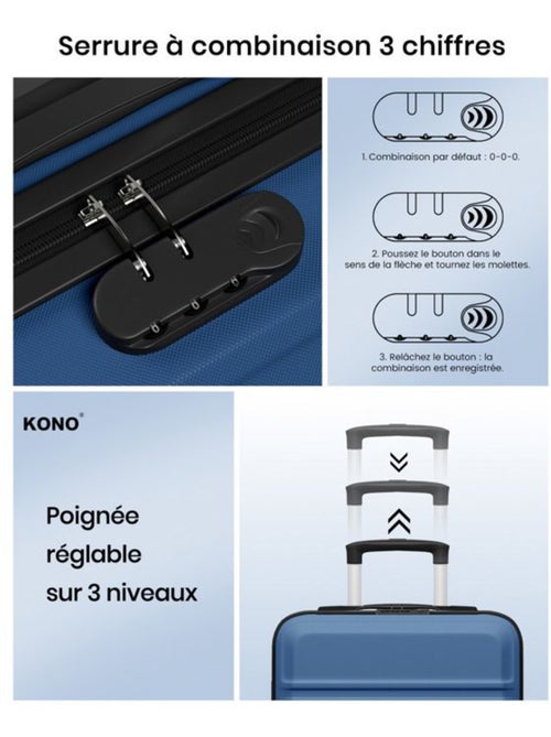Set de 2 bagages - rigide, abs, 4 roulettes, serrure tsa - kono - Kiabi Set de 2 bagages - rigide, abs, 4 roulettes, serrure tsa - kono - Kiabi