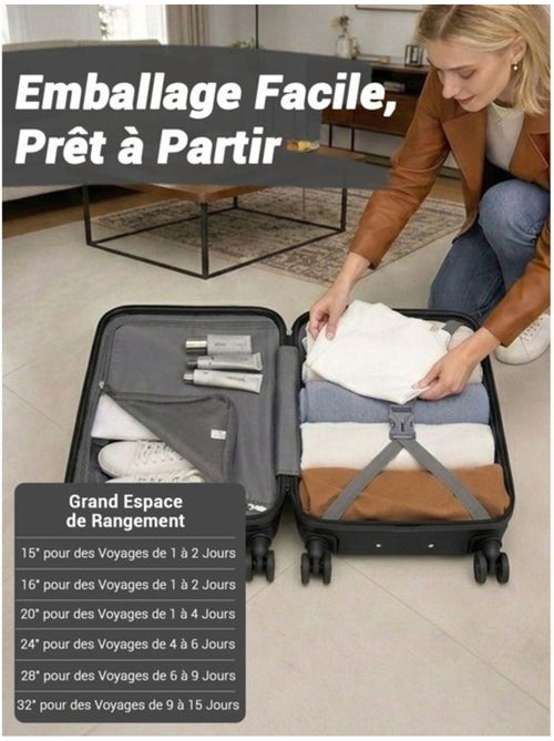 Set de 2 bagages - rigide, abs, 4 roulettes, serrure tsa - kono - Kiabi Set de 2 bagages - rigide, abs, 4 roulettes, serrure tsa - kono - Kiabi