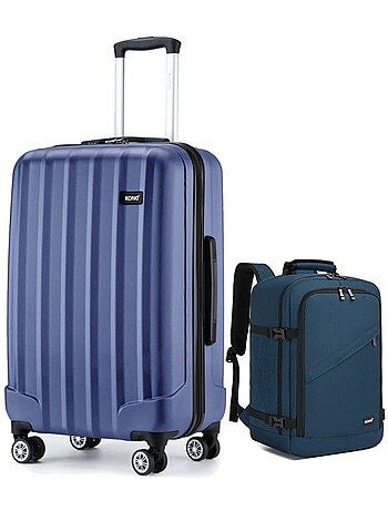 Set de 2 bagages - rigide, abs, légère, 4 roulettes - kono