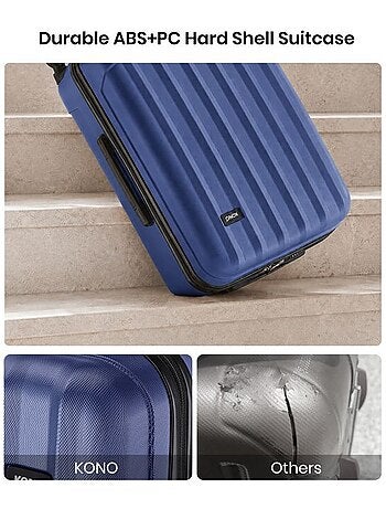 Set de 2 bagages - rigide, abs, légère, 4 roulettes - kono