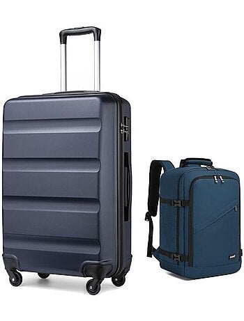 Set de 2 bagages - rigide, abs, légère, 4 roulettes - kono