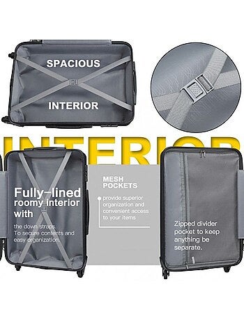Set de 2 bagages - rigide, abs, légère, 4 roulettes - kono