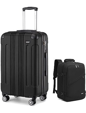 Set de 2 bagages - rigide, abs, légère, 4 roulettes - kono
