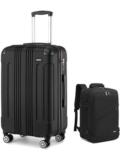 Set de 2 bagages - rigide, abs, légère, 4 roulettes - kono - Kiabi