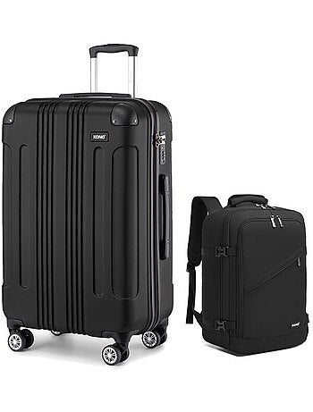 Set de 2 bagages - rigide, abs, légère, 4 roulettes - kono