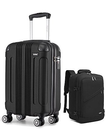 Set de 2 bagages - rigide, abs, légère, 4 roulettes - kono