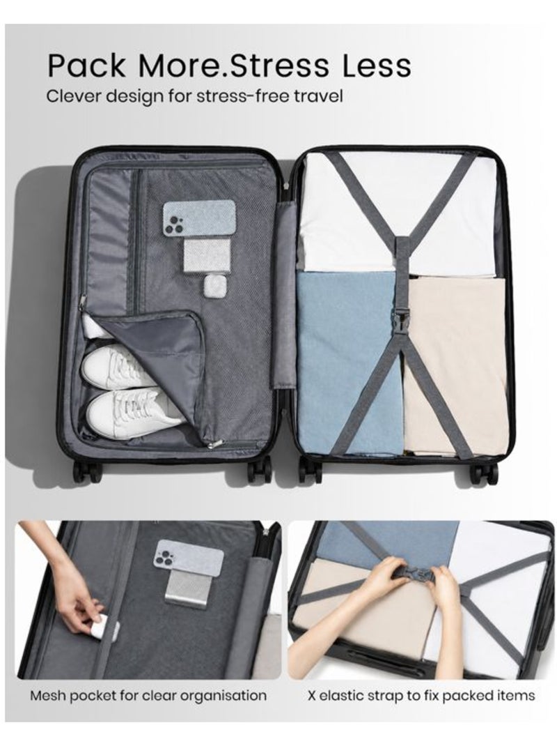Set de 2 bagages - rigide, abs, légère, 4 roulettes - kono Noir - Kiabi