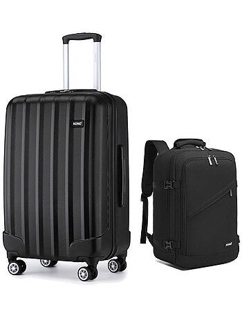 Set de 2 bagages - rigide, abs, légère, 4 roulettes - kono