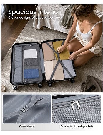 Set de 2 bagages - rigide, abs, légère, 4 roulettes - kono