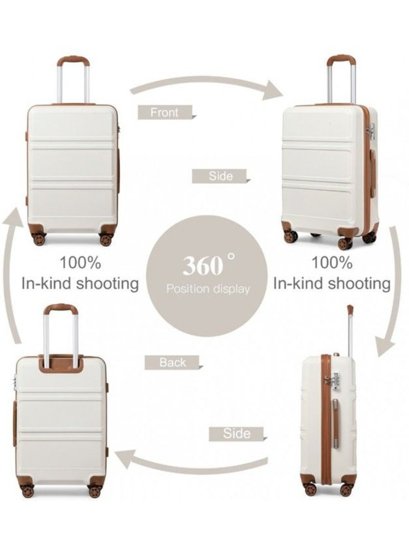 Set de 2 bagages - rigide, abs, légère, 4 roulettes, serrure tsa - kono Blanc - Kiabi