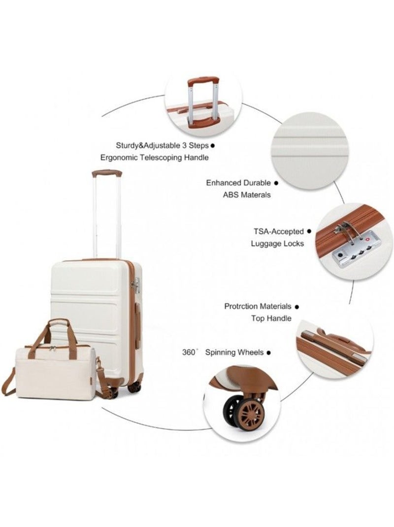 Set de 2 bagages - rigide, abs, légère, 4 roulettes, serrure tsa - kono Blanc - Kiabi