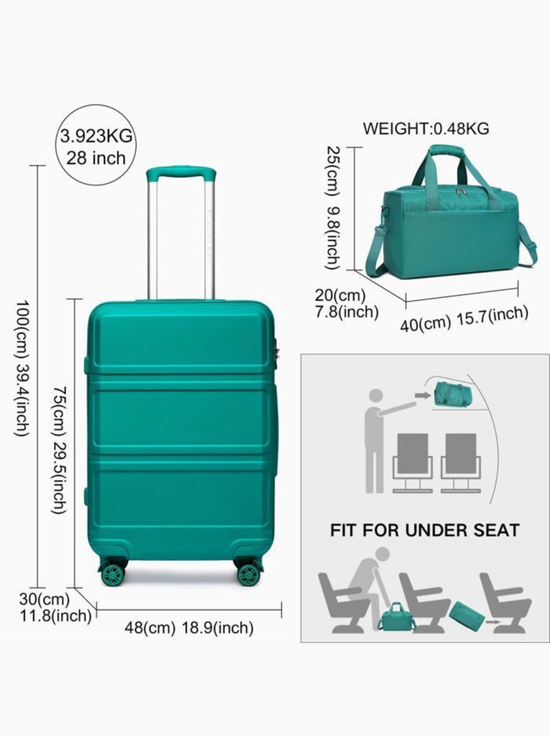 Set de 2 bagages - rigide, abs, légère, 4 roulettes, serrure tsa - kono Bleu - Kiabi