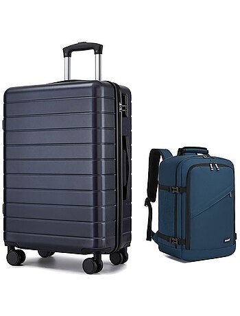 Set de 2 bagages - rigide, abs, légère, 4 roulettes, serrure tsa - kono