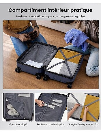 Set de 2 bagages - rigide, abs, légère, 4 roulettes, serrure tsa - kono