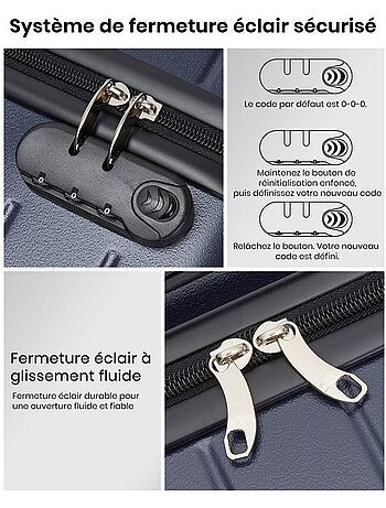 Set de 2 bagages - rigide, abs, légère, 4 roulettes, serrure tsa - kono