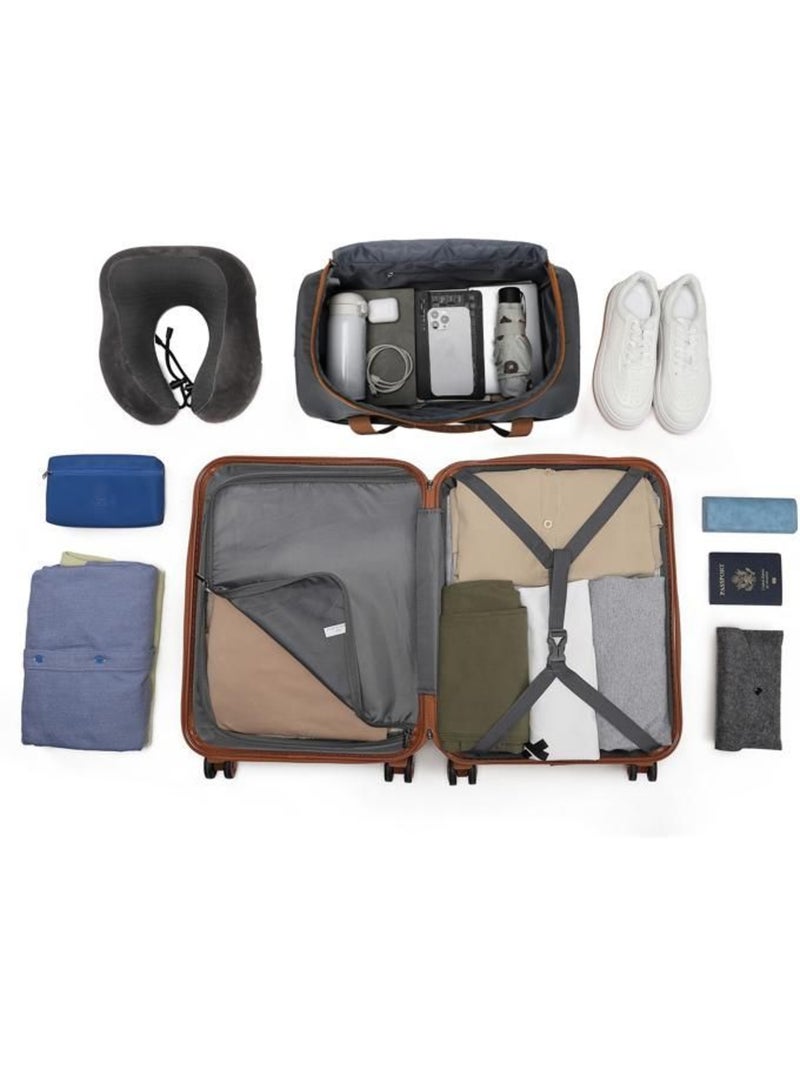Set de 2 bagages - rigide, abs, légère, 4 roulettes, serrure tsa - kono Gris - Kiabi