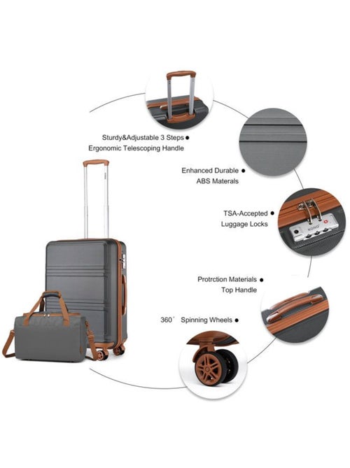 Set de 2 bagages - rigide, abs, légère, 4 roulettes, serrure tsa - kono - Kiabi Set de 2 bagages - rigide, abs, légère, 4 roulettes, serrure tsa - kono - Kiabi