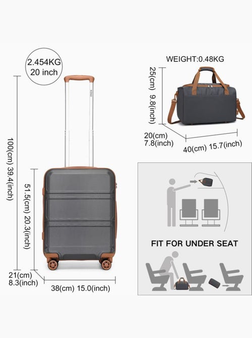 Set de 2 bagages - rigide, abs, légère, 4 roulettes, serrure tsa - kono - Kiabi Set de 2 bagages - rigide, abs, légère, 4 roulettes, serrure tsa - kono - Kiabi