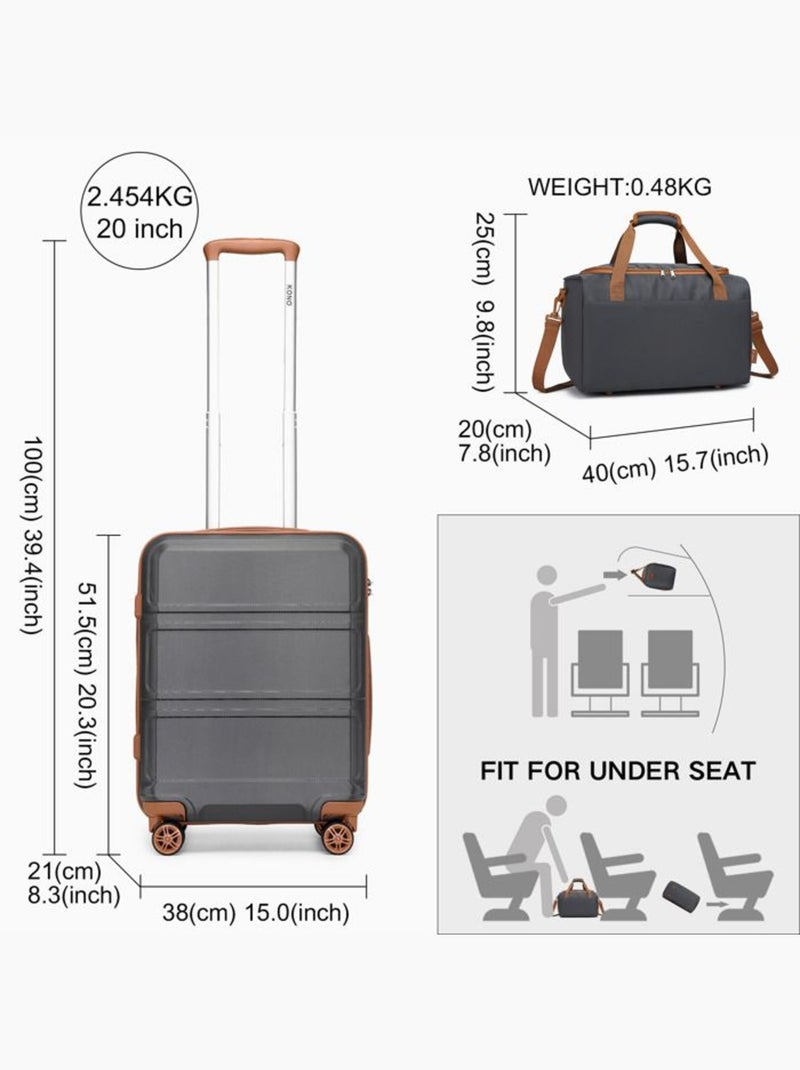 Set de 2 bagages - rigide, abs, légère, 4 roulettes, serrure tsa - kono Gris - Kiabi