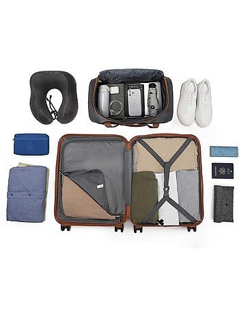 Set de 2 bagages - rigide, abs, légère, 4 roulettes, serrure tsa - kono