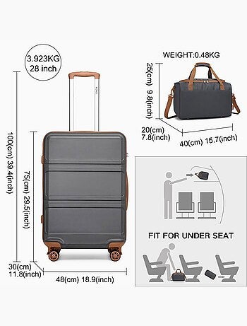 Set de 2 bagages - rigide, abs, légère, 4 roulettes, serrure tsa - kono