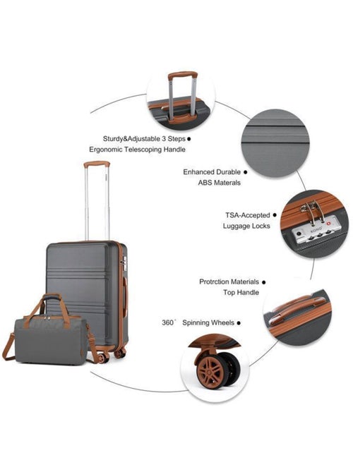 Set de 2 bagages - rigide, abs, légère, 4 roulettes, serrure tsa - kono - Kiabi Set de 2 bagages - rigide, abs, légère, 4 roulettes, serrure tsa - kono - Kiabi