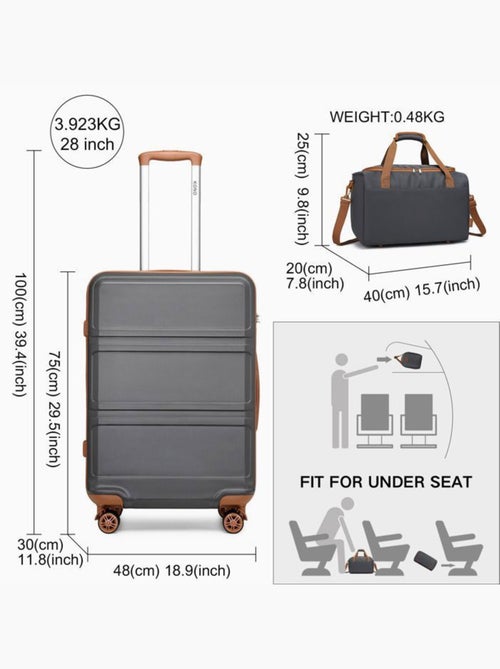 Set de 2 bagages - rigide, abs, légère, 4 roulettes, serrure tsa - kono - Kiabi Set de 2 bagages - rigide, abs, légère, 4 roulettes, serrure tsa - kono - Kiabi