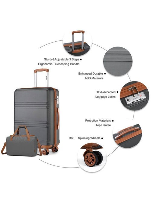 Set de 2 bagages - rigide, abs, légère, 4 roulettes, serrure tsa - kono - Kiabi Set de 2 bagages - rigide, abs, légère, 4 roulettes, serrure tsa - kono - Kiabi