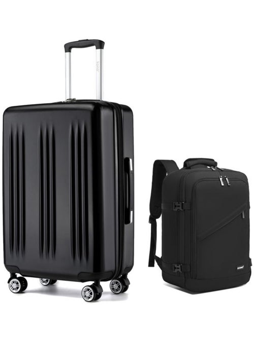 Set de 2 bagages - rigide, abs, légère, 4 roulettes, serrure tsa - kono - Kiabi Set de 2 bagages - rigide, abs, légère, 4 roulettes, serrure tsa - kono - Kiabi