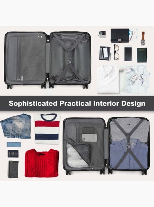 Set de 2 bagages - rigide, abs, légère, 4 roulettes, serrure tsa - kono - Kiabi Set de 2 bagages - rigide, abs, légère, 4 roulettes, serrure tsa - kono - Kiabi