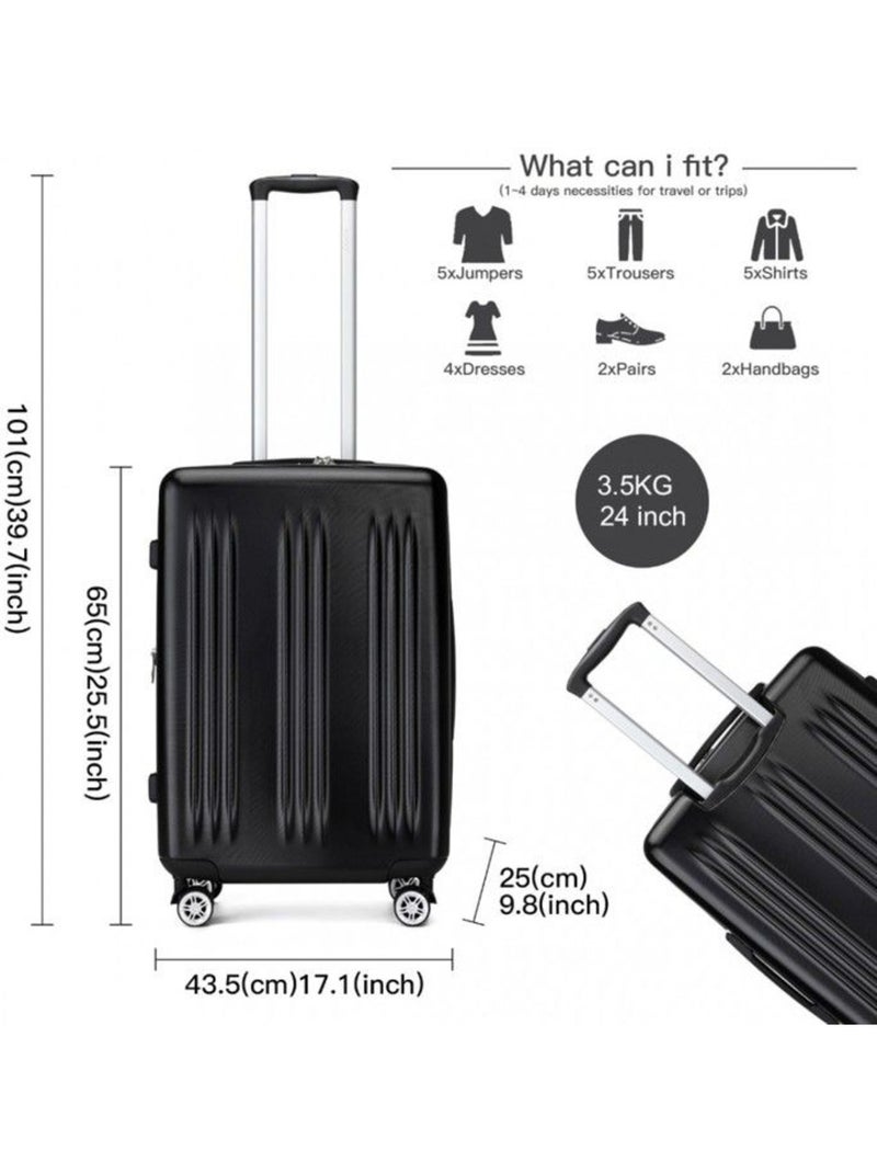Set de 2 bagages - rigide, abs, légère, 4 roulettes, serrure tsa - kono Noir - Kiabi