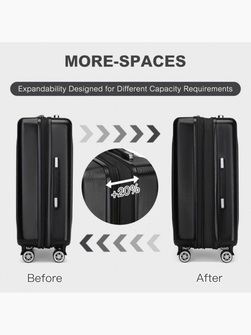 Set de 2 bagages - rigide, abs, légère, 4 roulettes, serrure tsa - kono Noir - Kiabi