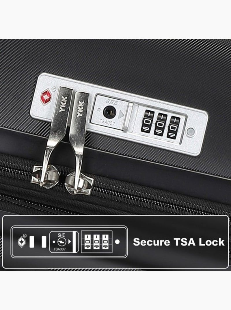 Set de 2 bagages - rigide, abs, légère, 4 roulettes, serrure tsa - kono Noir - Kiabi