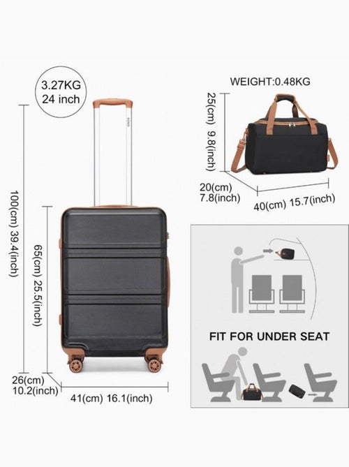 Set de 2 bagages - rigide, abs, légère, 4 roulettes, serrure tsa - kono - Kiabi Set de 2 bagages - rigide, abs, légère, 4 roulettes, serrure tsa - kono - Kiabi